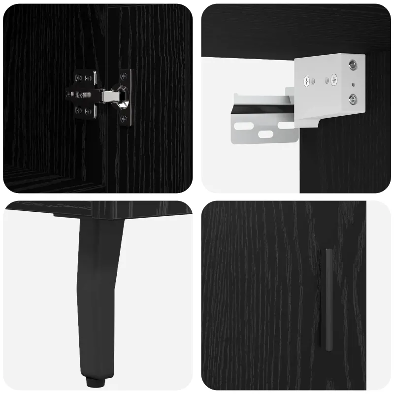 Aukštas spintelė 2 pcs juoda ąžuolo