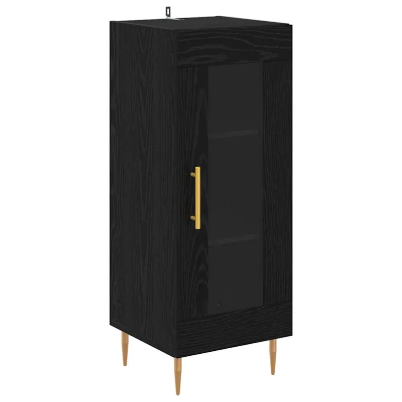 Aukštas spintelė 2 pcs Juodas ąžuolas Stiklas