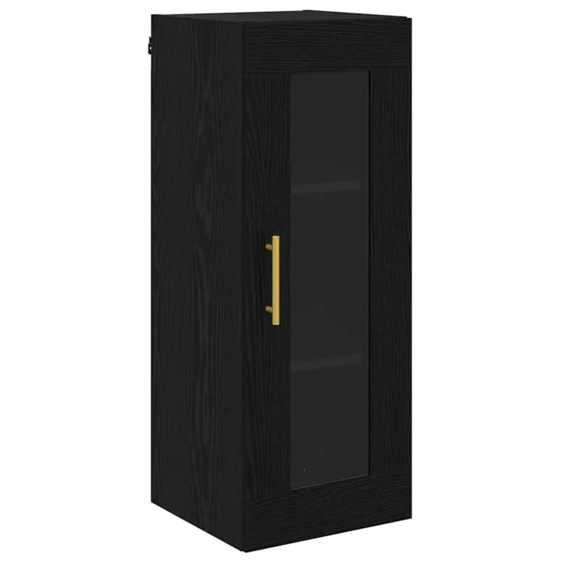 Aukštas spintelė 2 pcs Juodas ąžuolas Stiklas