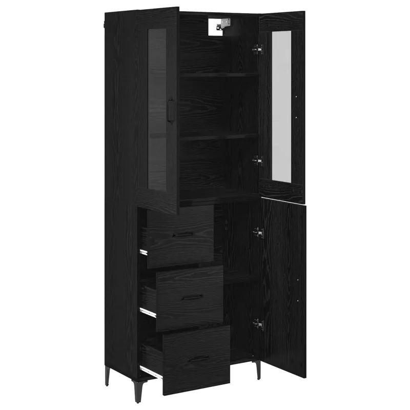 Aukštas spintelė su stalčių Juodas ąžuolas 69,5 x 34 x 180 cm