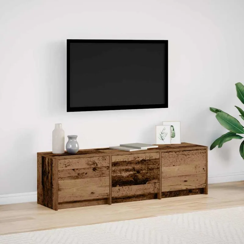 TV spintelė su LED su stalčių Senas medis 140 x 34 x 40 cm