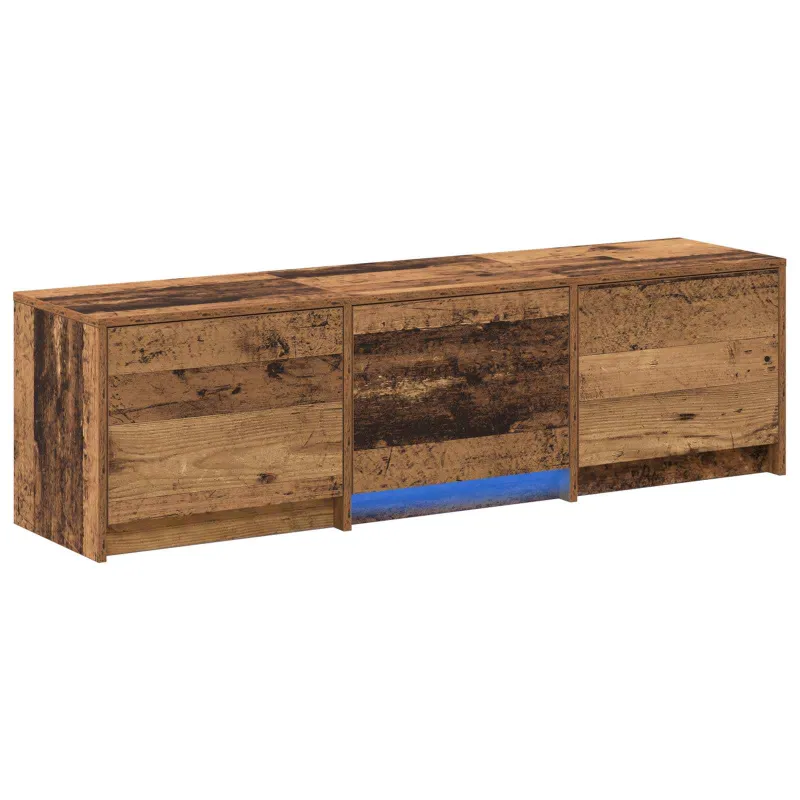 TV spintelė su LED su stalčių Senas medis 140 x 34 x 40 cm