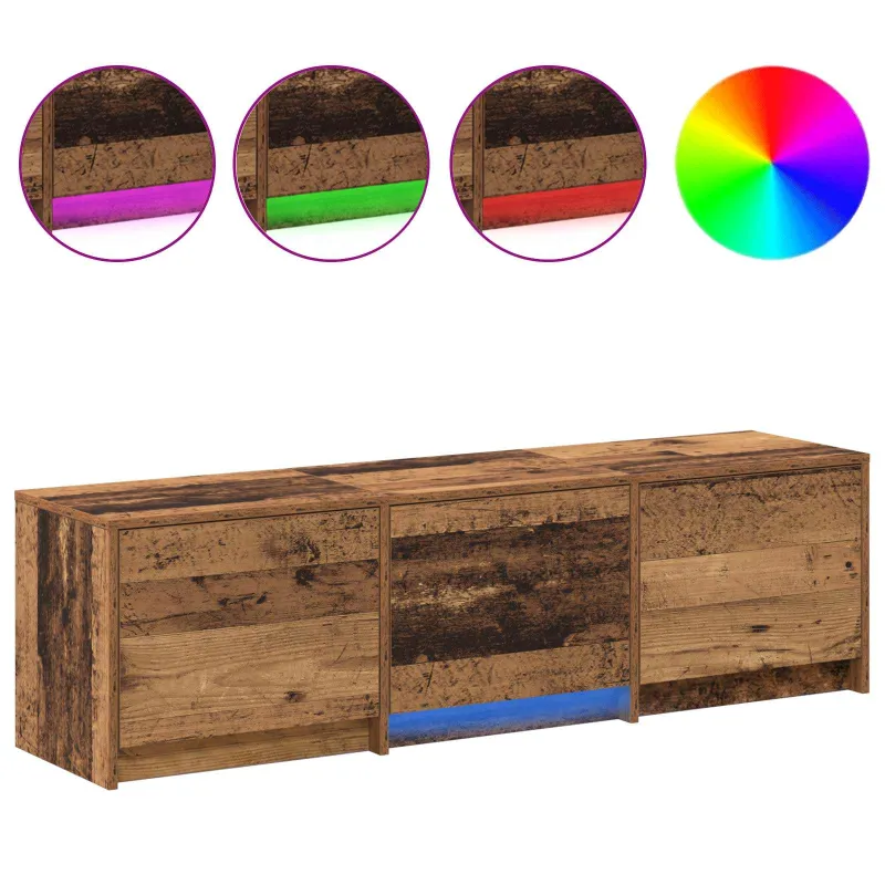 TV spintelė su LED su stalčių Senas medis 140 x 34 x 40 cm