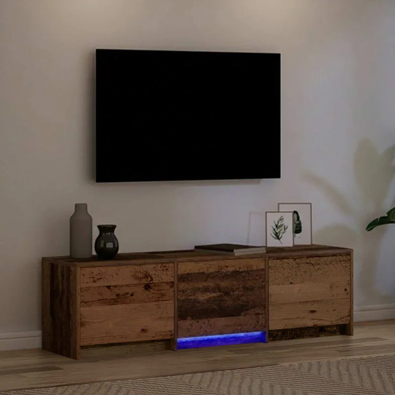 TV spintelė su LED su stalčių Senas medis 140 x 34 x 40 cm
