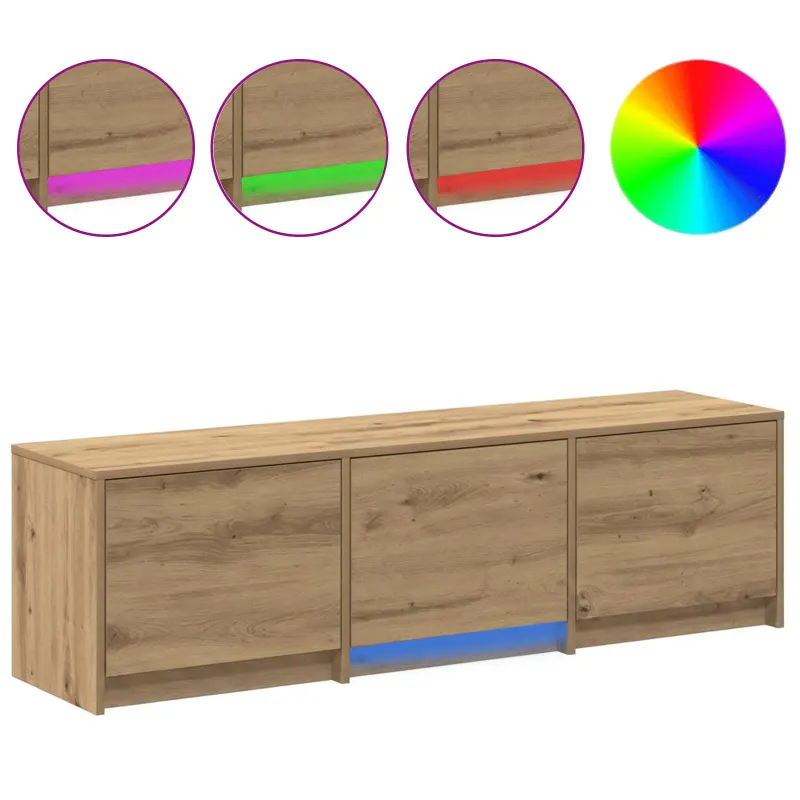 TV spintelė su LED su stalčių Meistrų ąžuolas 140 x 34 x 40 cm