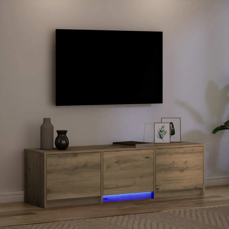 TV spintelė su LED su stalčių Meistrų ąžuolas 140 x 34 x 40 cm