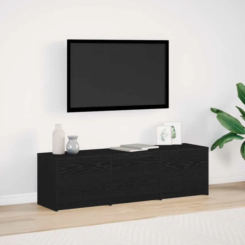 TV spintelė su LED su stalčių Juodas Ąžuolas 140 x 34 x 40 cm