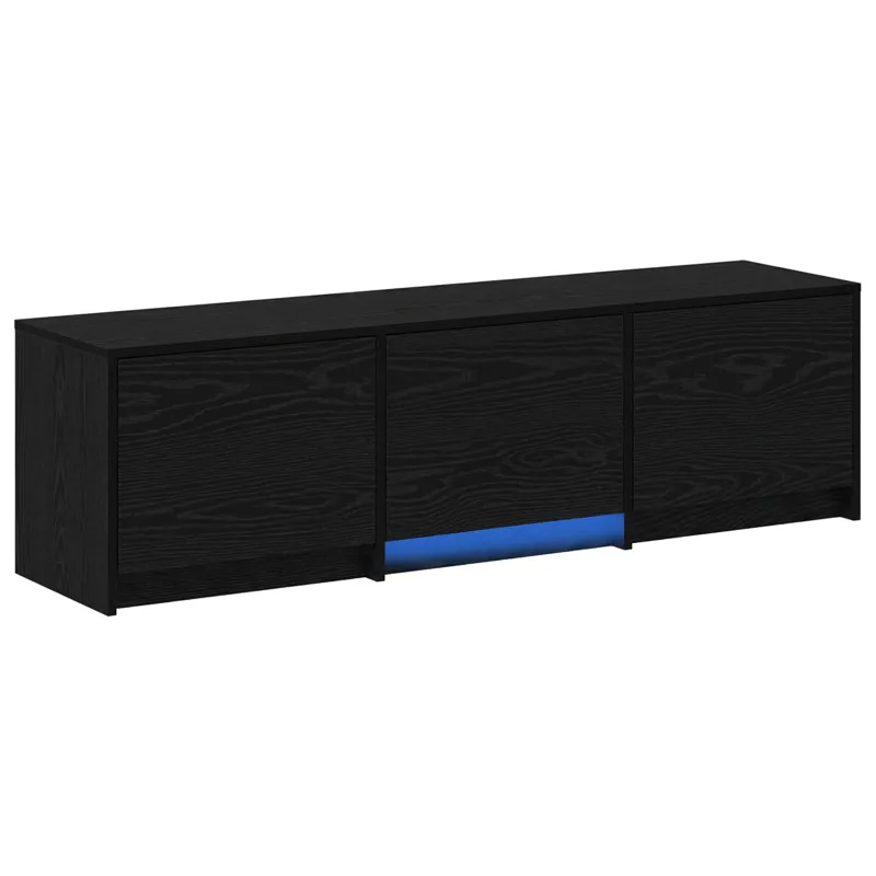TV spintelė su LED su stalčių Juodas Ąžuolas 140 x 34 x 40 cm