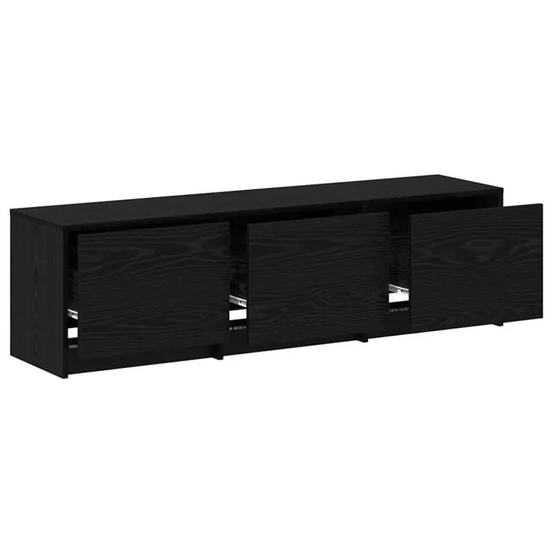 TV spintelė su LED su stalčių Juodas Ąžuolas 140 x 34 x 40 cm