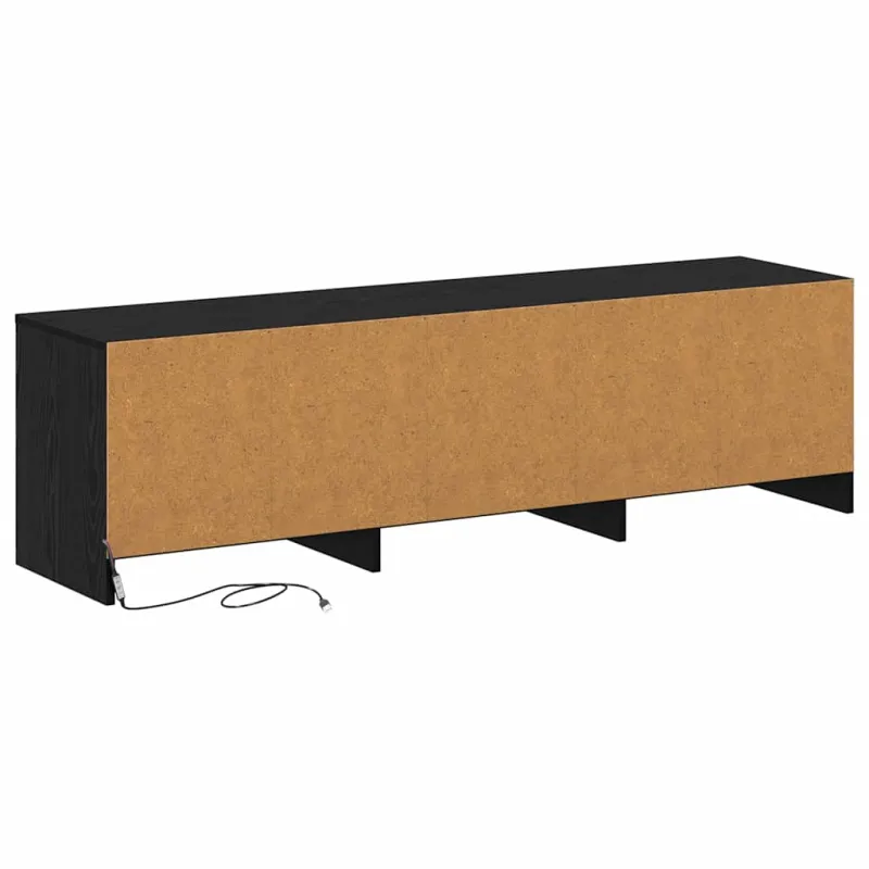 TV spintelė su LED su stalčių Juodas Ąžuolas 140 x 34 x 40 cm
