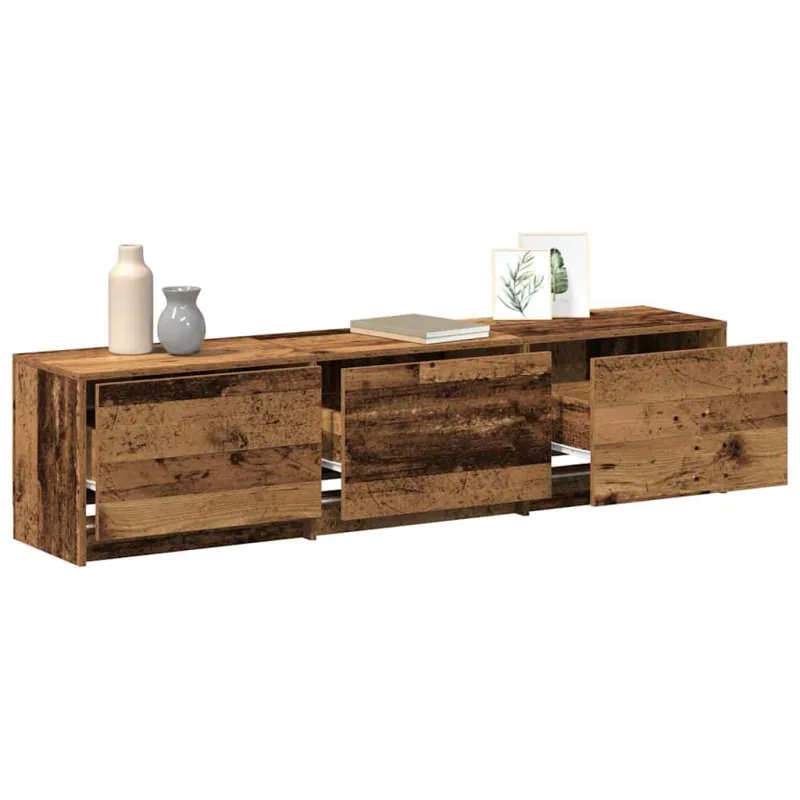 TV spintelė su LED su stalčių Senas medis 165 x 34 x 40 cm