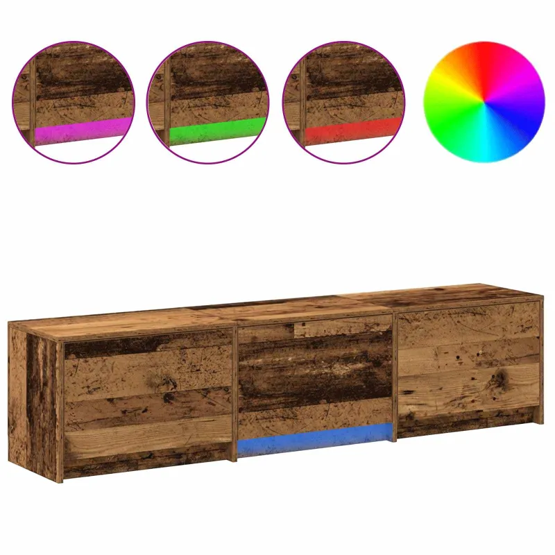 TV spintelė su LED su stalčių Senas medis 165 x 34 x 40 cm