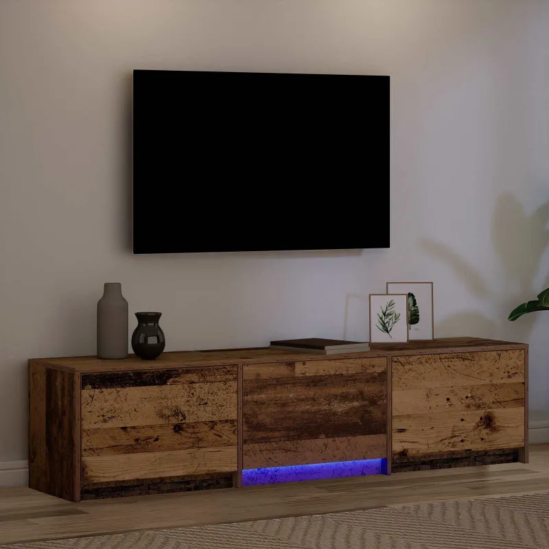 TV spintelė su LED su stalčių Senas medis 165 x 34 x 40 cm