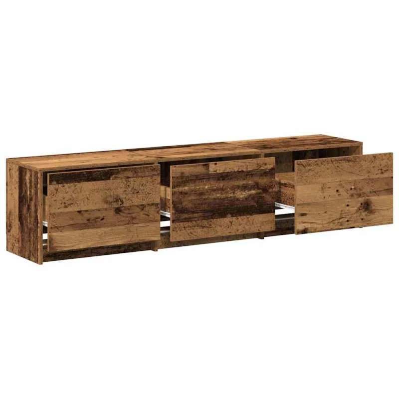 TV spintelė su LED su stalčių Senas medis 165 x 34 x 40 cm
