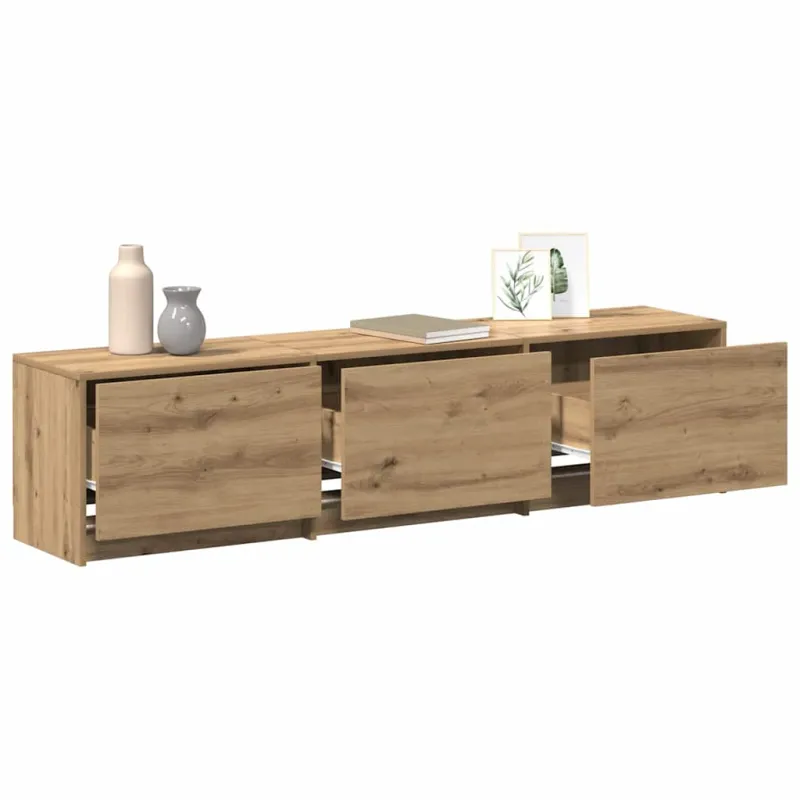 TV spintelė su LED su stalčių Meistrų ąžuolas 165 x 34 x 40 cm