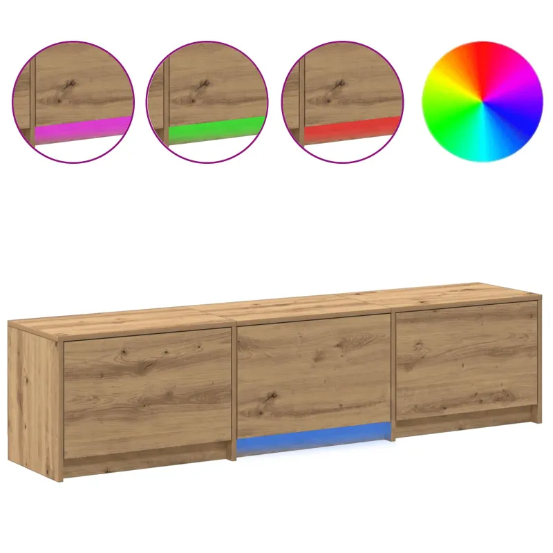 TV spintelė su LED su stalčių Meistrų ąžuolas 165 x 34 x 40 cm