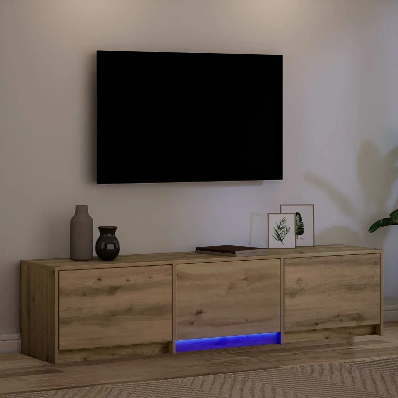 TV spintelė su LED su stalčių Meistrų ąžuolas 165 x 34 x 40 cm