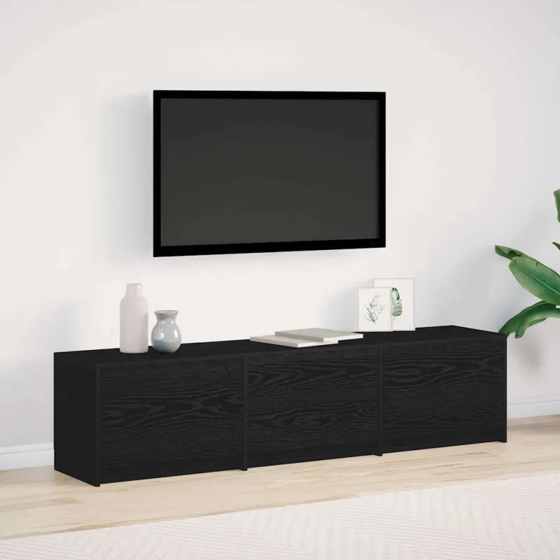 TV spintelė su LED su stalčių Juodas Ąžuolas 165 x 34 x 40 cm