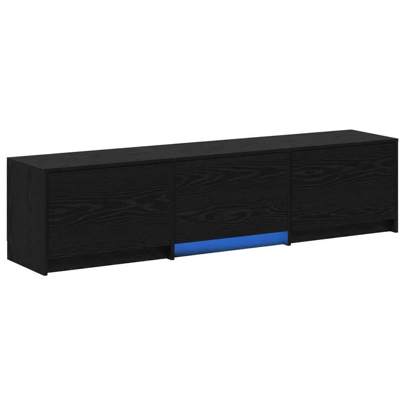 TV spintelė su LED su stalčių Juodas Ąžuolas 165 x 34 x 40 cm