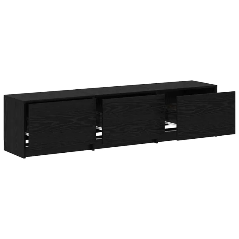 TV spintelė su LED su stalčių Juodas Ąžuolas 165 x 34 x 40 cm