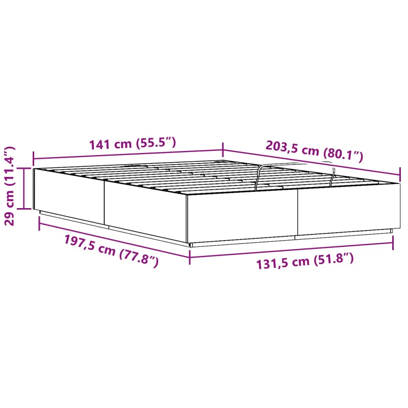 Otomano lovos rėmas Natūrali 140 x 200 cm Tvirtas pušies medis