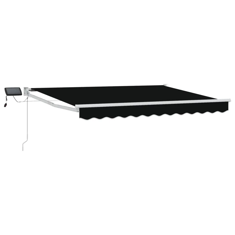 Rankinė ištraukiama markizė su LED Juoda ir Balta 3,5 x 2,5 m
