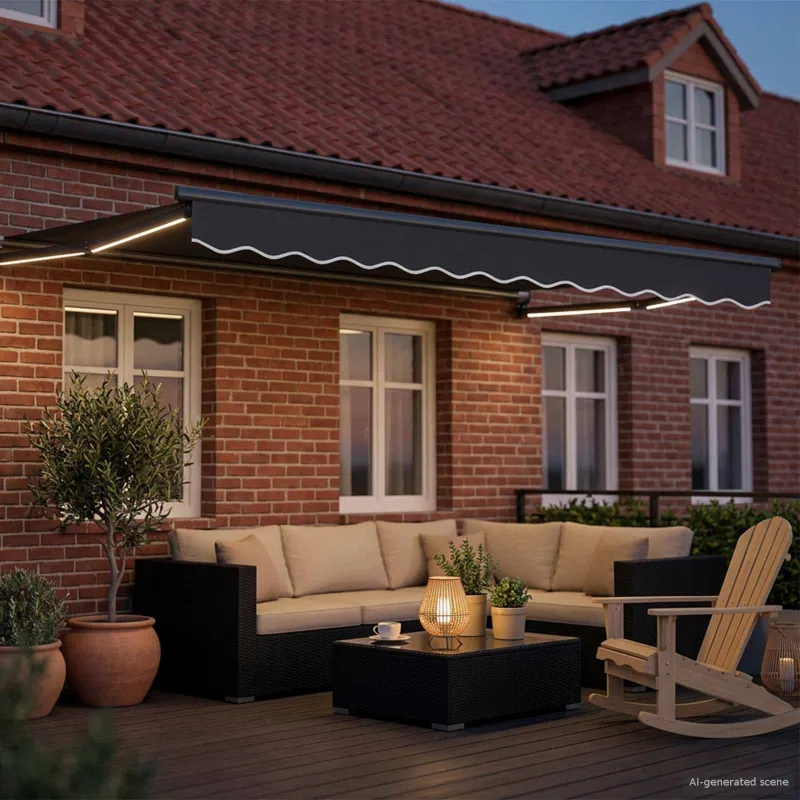 Rankinė ištraukiama markizė su LED Antracito 3,5 x 2 m