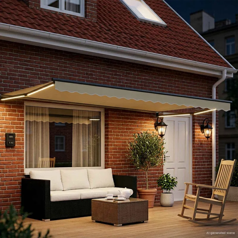 Rankinė ištraukiama markizė su LED Kremo ir antracito 4,5 × 3 m
