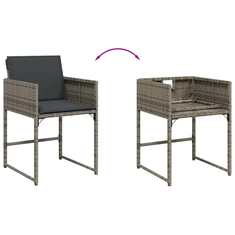 Sodo komplekti, 9 osaa, harmaa, polyrattana, sis. tyynyt