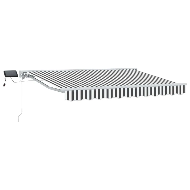 Rankinis markizės rėmas su LED Antracito ir baltos 3,5 x 2 m