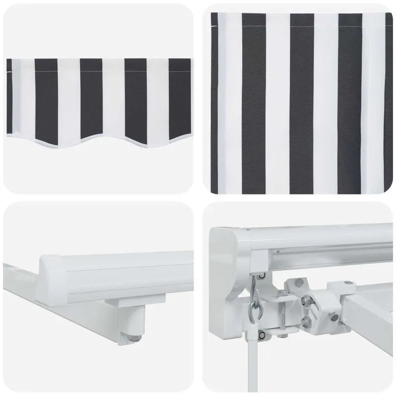 Rankinis markizės rėmas su LED Antracito ir baltos 5 × 3,5 m