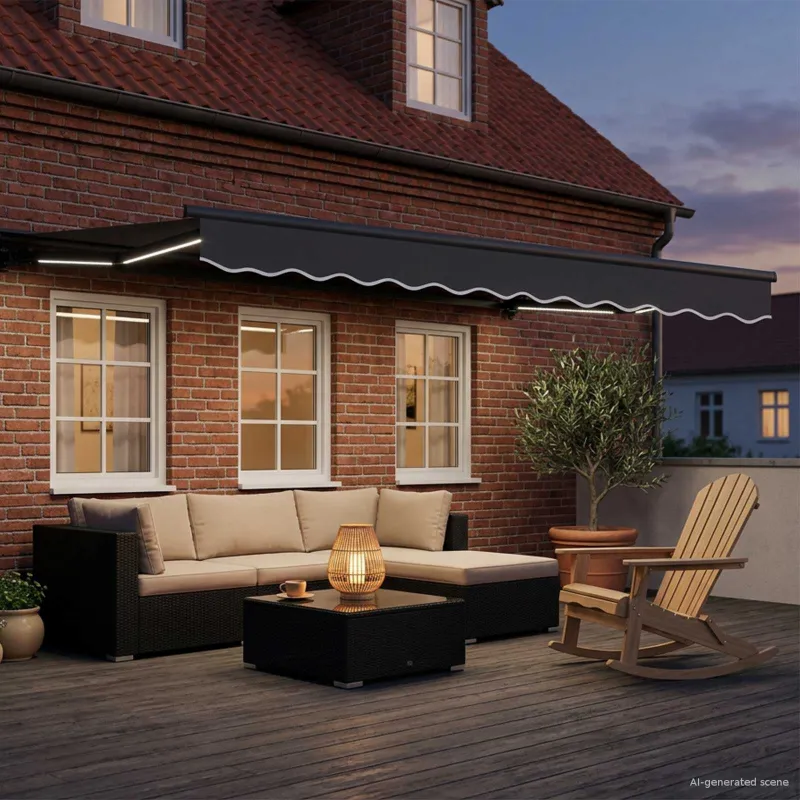 Rankinis markizės rėmas su LED Antracito 3 x 2 m
