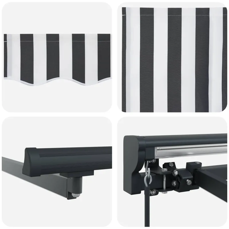 Rankinis markizės rėmas su LED Antracito ir baltos 3 x 2,5 m