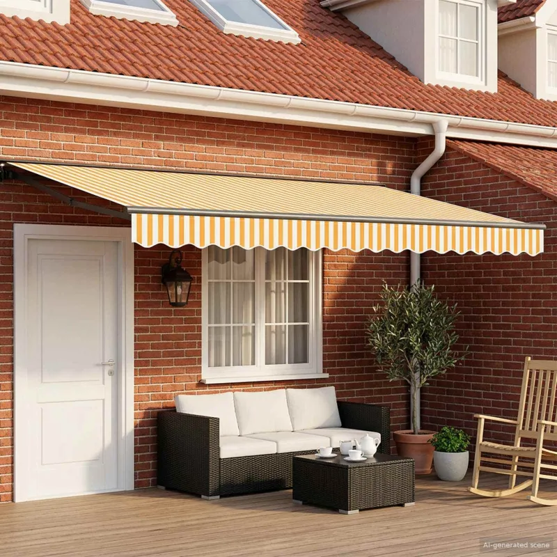 Rankinis markizės rėmas su LED 4 × 3 m Poliesteris su PU danga