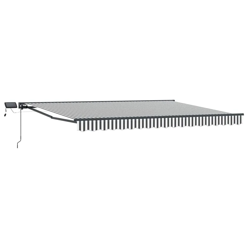 Rankinis markizės rėmas su LED Antracito ir baltos 5 × 3,5 m