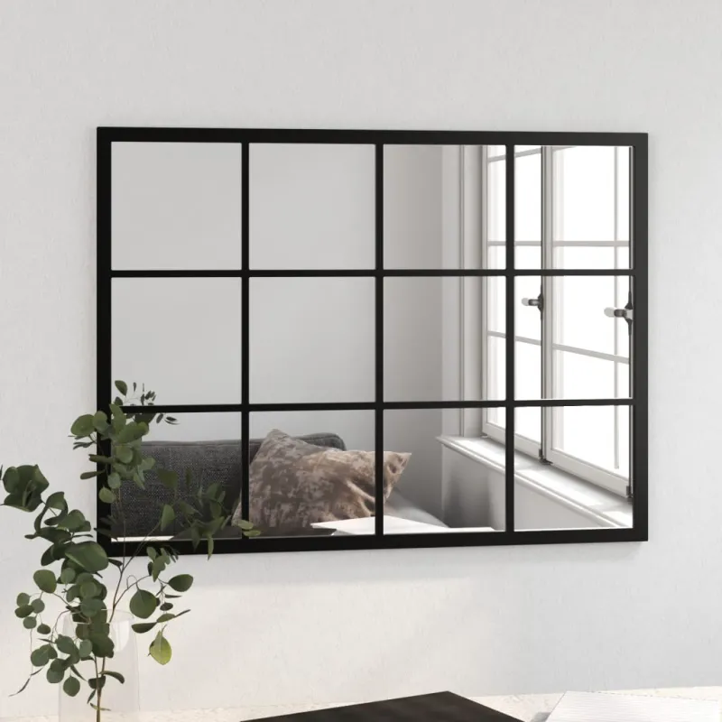 Sieninis veidrodis, juodos spalvos, 80x60cm, metalas