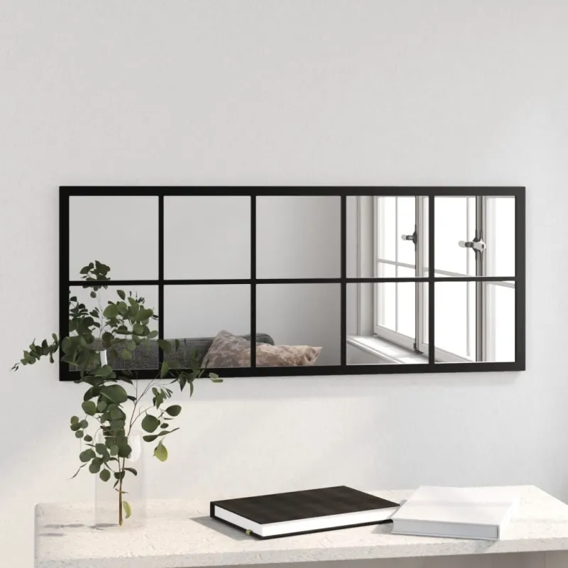 Sieninis veidrodis, juodos spalvos, 100x40cm, metalas