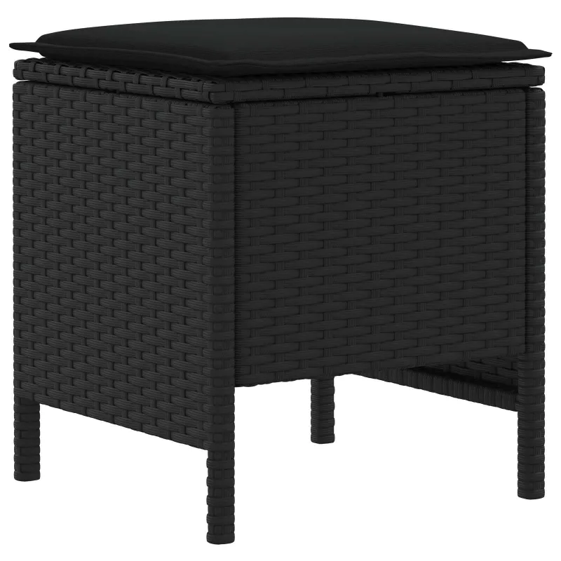Baldų komplektai su pagalve 6 pcs Juoda PE ratanas