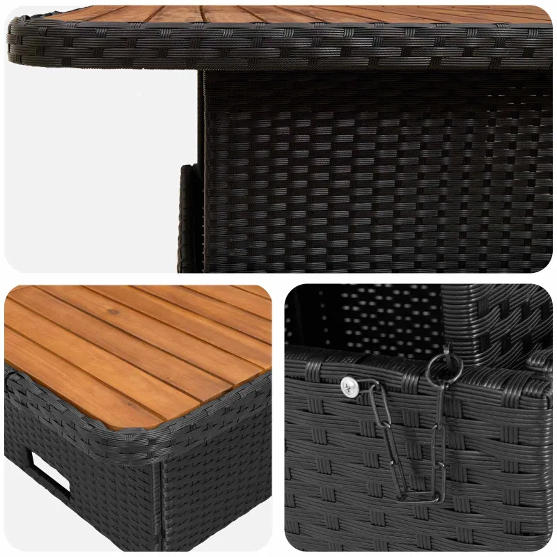 Baldų komplektai su pagalve 6 pcs Juoda PE ratanas