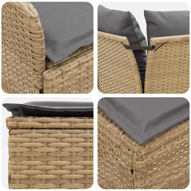 Baldų komplektai 7 pcs Bežinė ir šviesiai pilka PE ratanas