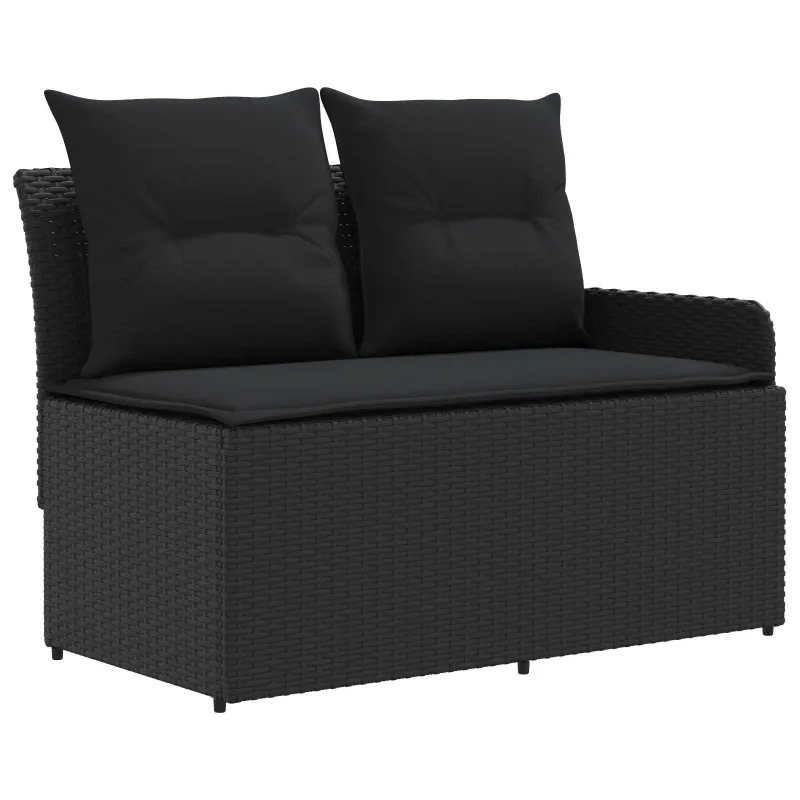 Baldų komplektai su pagalve 5 pcs Juoda PE ratanas