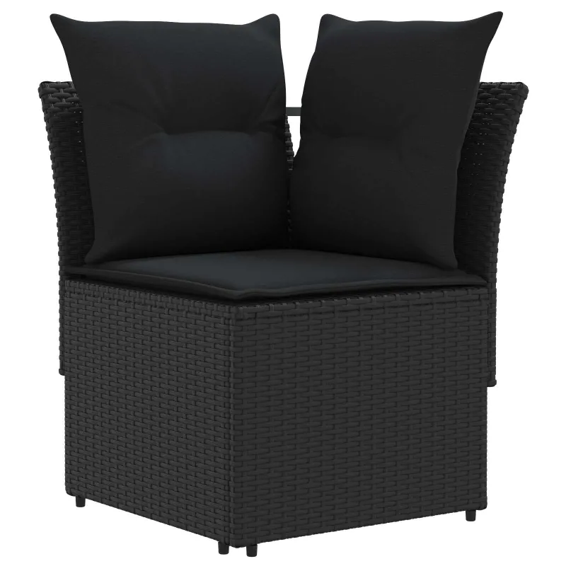 Baldų komplektai su pagalve 7 pcs Juoda PE ratanas