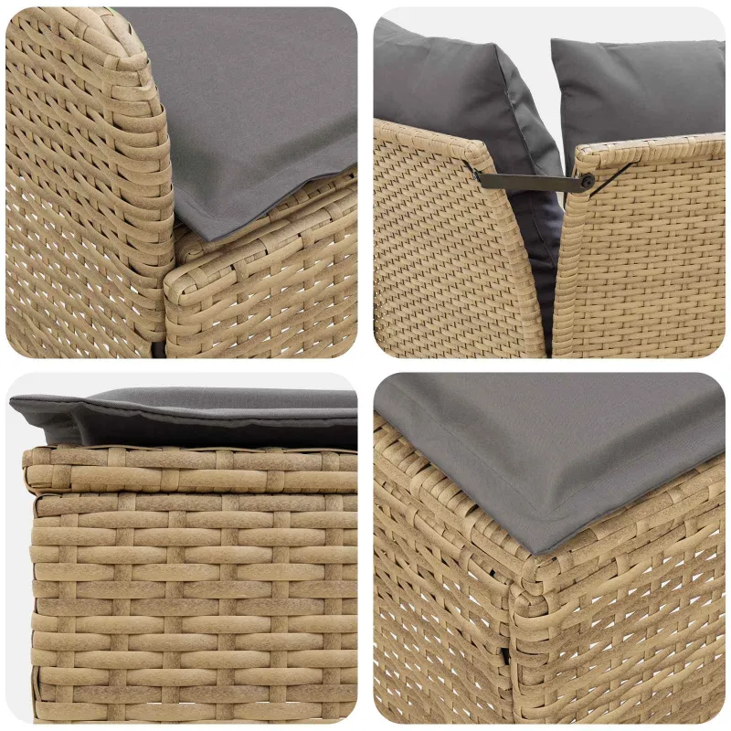 Baldų komplektai 7 pcs Bežinė ir šviesiai pilka PE ratanas