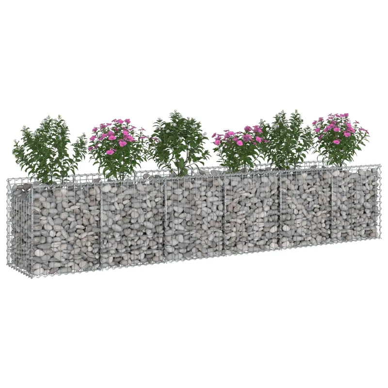 Gabioninė pakelta lova 2 pcs Sidabrinė