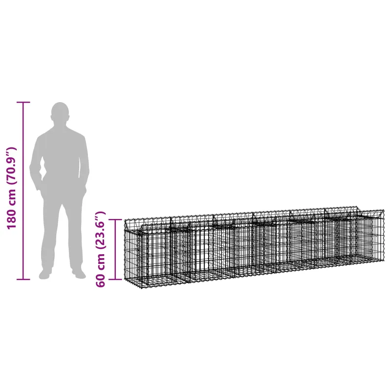 Gabioninė pakelta lova 2 pcs Sidabrinė