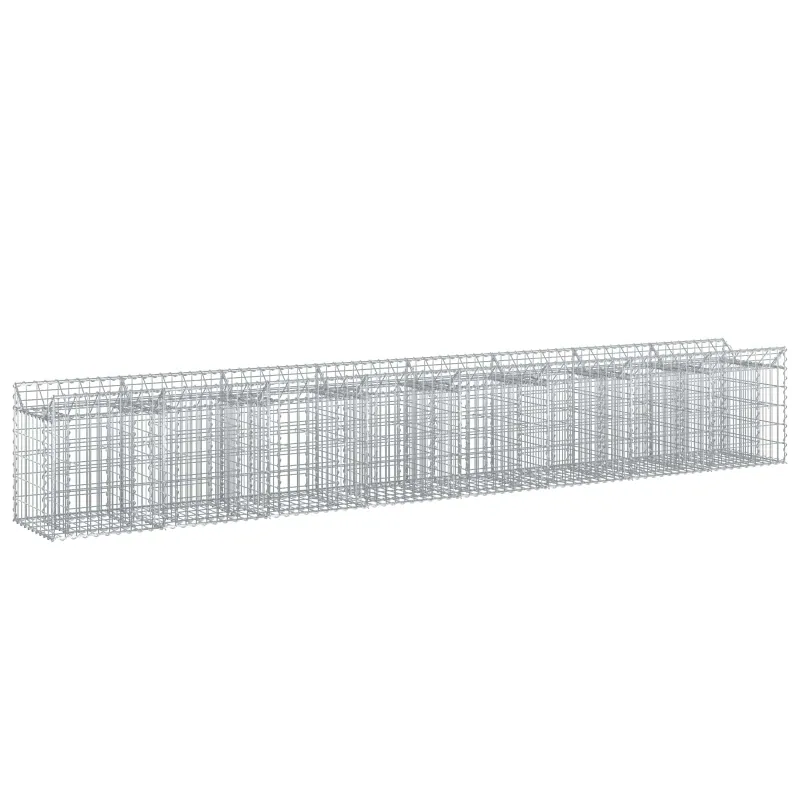 Gabioninė pakelta lova 2 pcs Sidabrinė