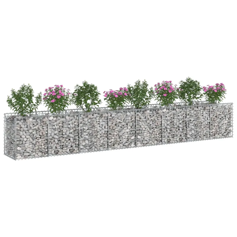 Gabioninė pakelta lova 2 pcs Sidabrinė