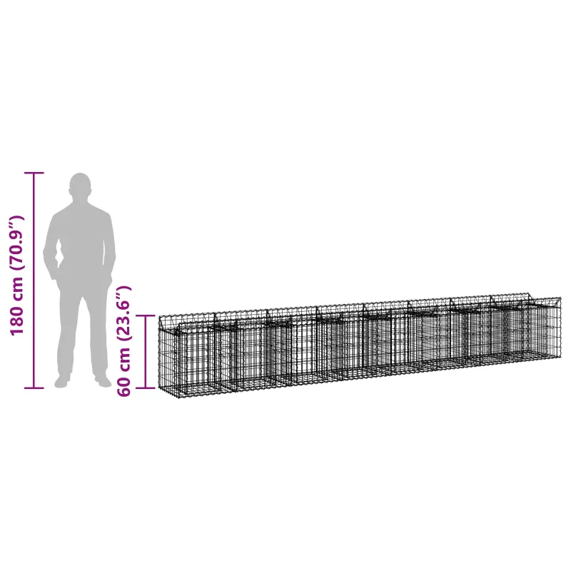 Gabioninė pakelta lova 2 pcs Sidabrinė