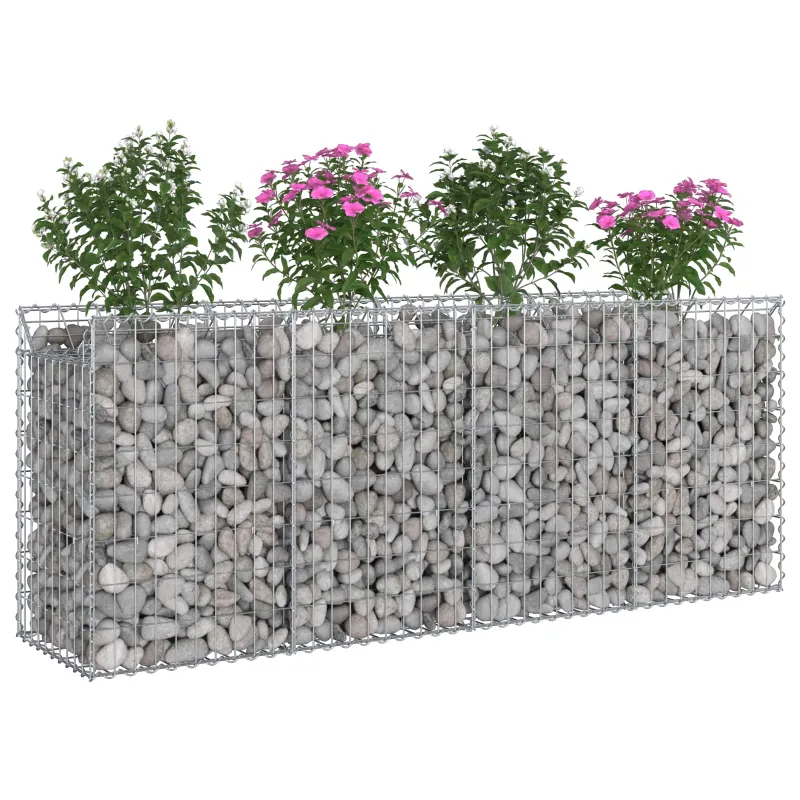 Gabioninė pakelta lova 2 pcs Sidabrinė