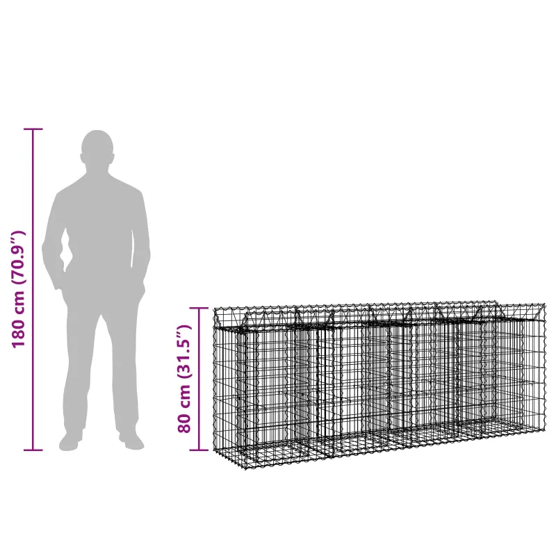 Gabioninė pakelta lova 2 pcs Sidabrinė